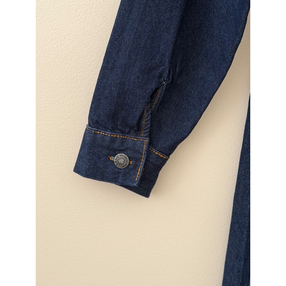Bakkali Mode Denim Midi Shirt Dress Dark Wash Button Front Moroccan Approx M/L - Picture 8 of 8